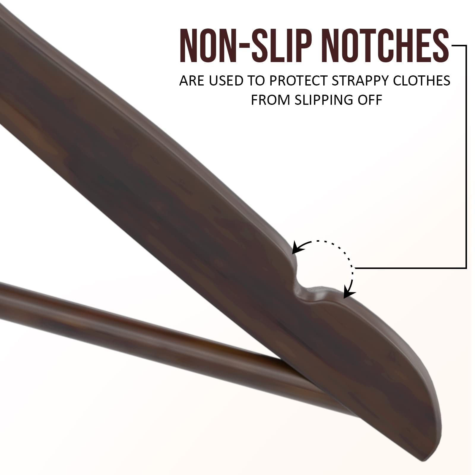 Utopia Home Paquete de 20 Perchas de Madera Vintage con Ranuras para Hombros, Antideslizantes y Ligeras para Abrigos, Trajes, Pantalones y Chaquetas