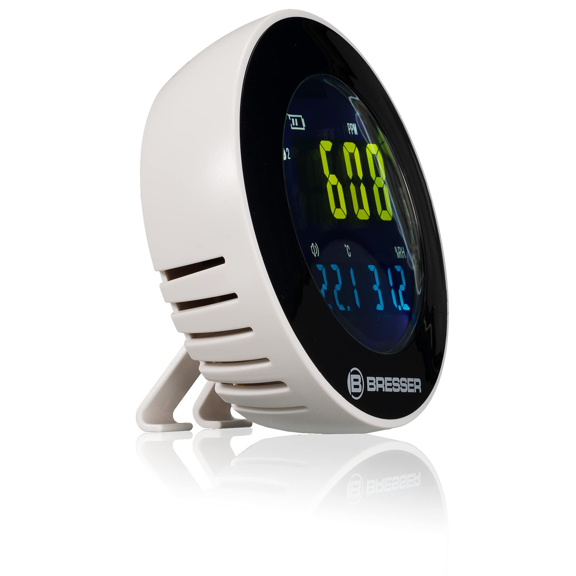 Bresser 7004040 Appareil De Mesure du CO2 avec Enregistreur De Données pour Vérifier Concentration en Dioxyde De Carbone, Température Et Humidité De L’air, Gris,