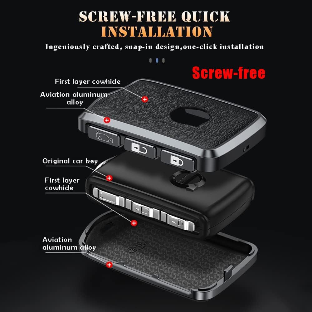 ontto Leather Key Fob Cover with Keychain Stylish Key Case Full Protection Fit for Volvo XC90 S90 XC60 2018 2019 White - Image 4