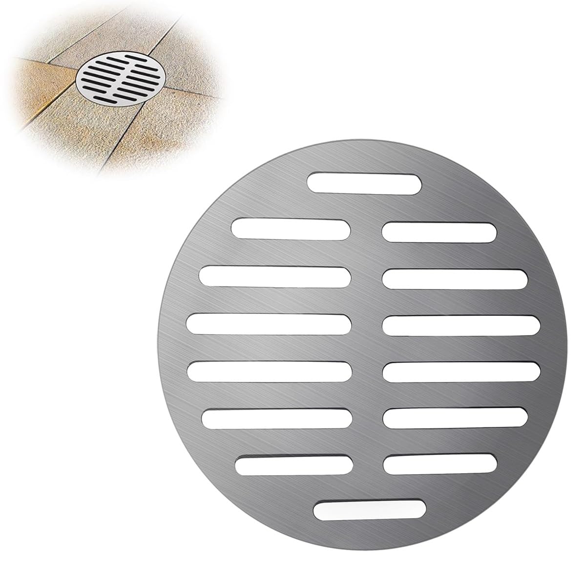 4" 5" 6" Round Floor Drain Cover, Stainless Steel Shower Drain Grate Floor Drain Strainer For Basement Kitchen(6.02in/153mm)