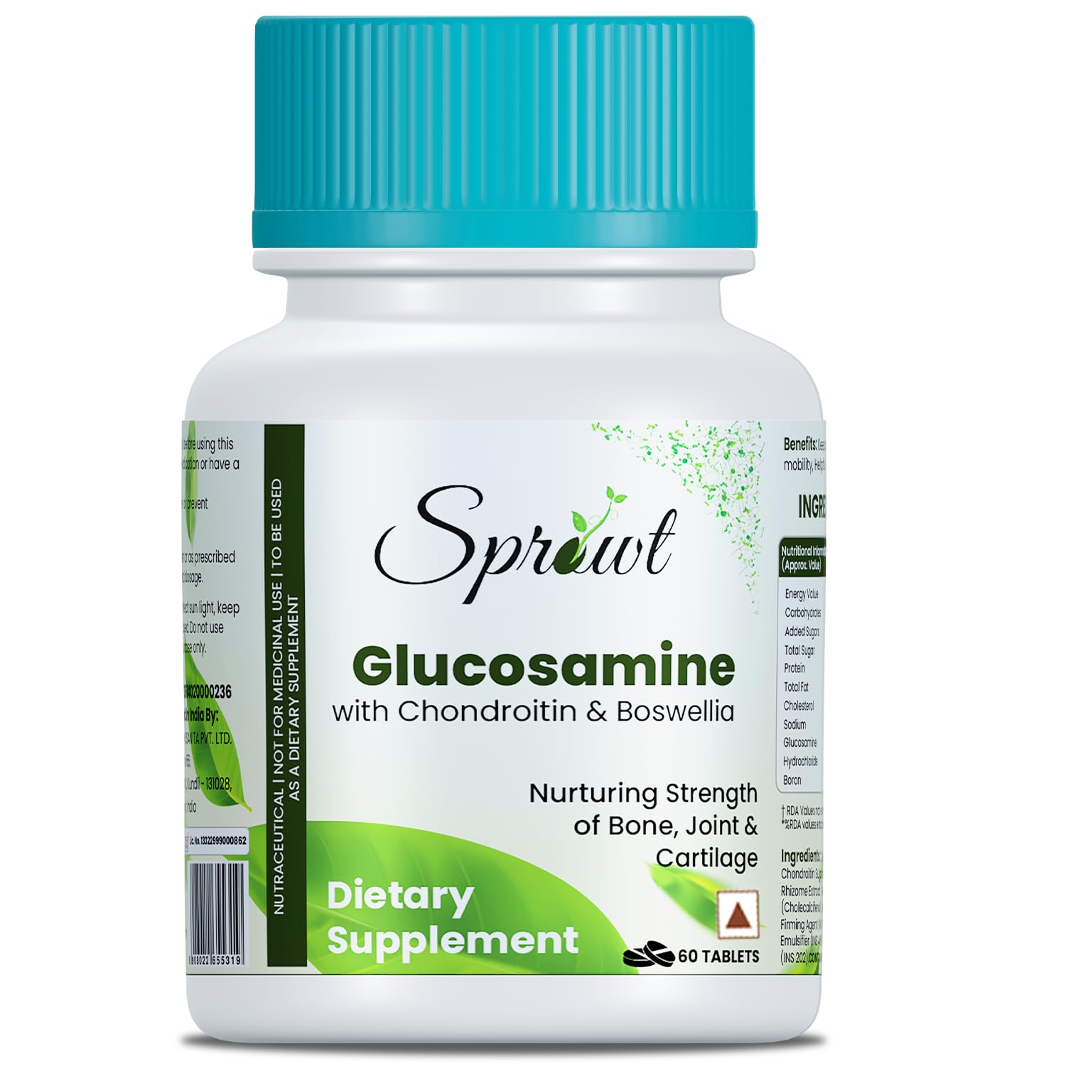 Sprowt Joint Support Supplement with Glucosamine 1600mg Per Serving with Chondroitin, Boswellia, Turmeric & Ginger (60 Tablets)-image-15
