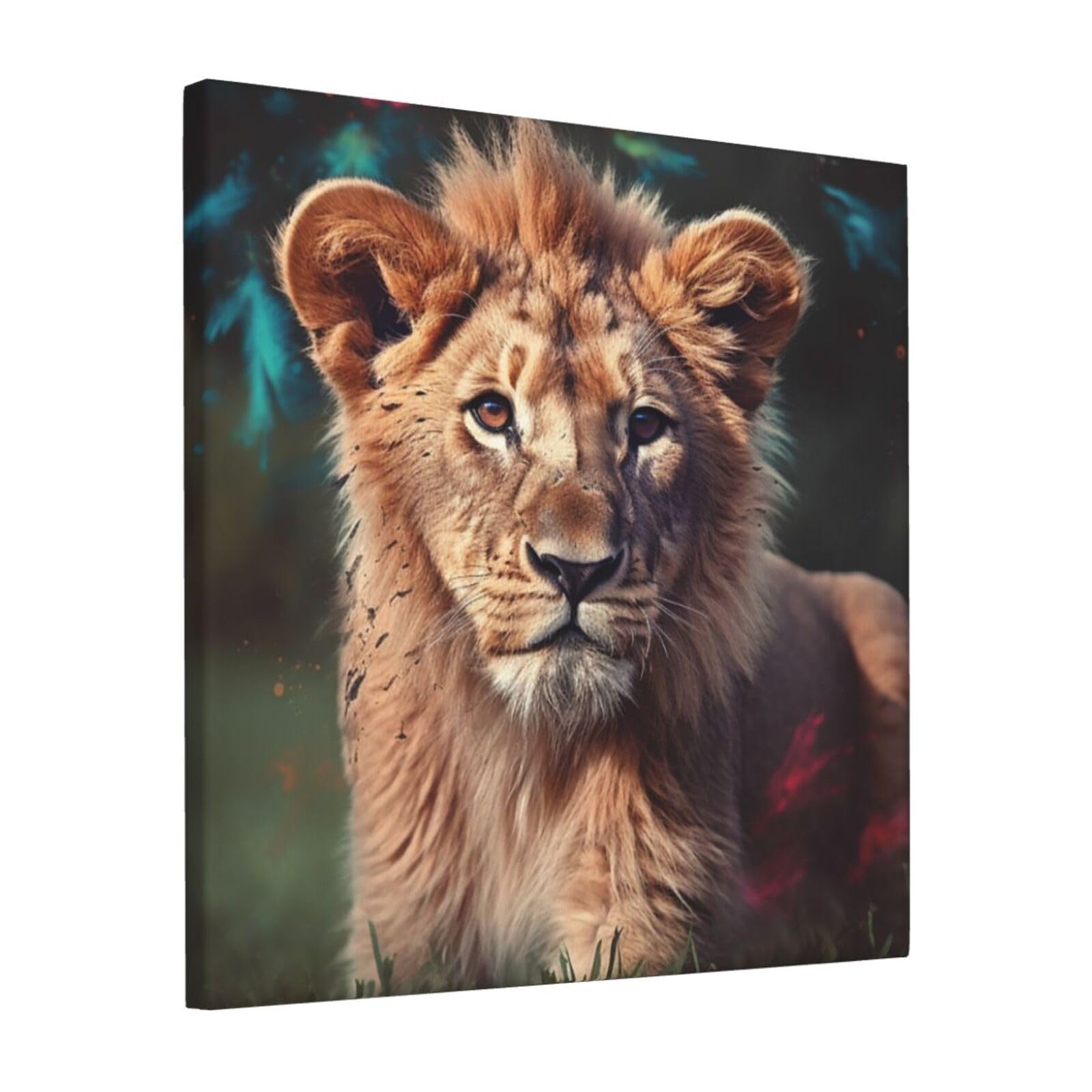 FodPand Art Lion Canvas Wall Art for Living Room Wall Decor 12"x12" Modern Artwork Painting Pictures Hanging Canvas Prints Aesthetic Wall Art for Bedroom Bathroom Office Wallart Decor