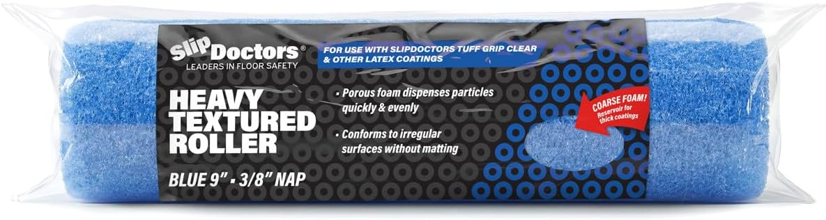 Blue Textured Paint Roller Sleeve for Paint & Coatings - Heavy Duty 9 Inch Roller - for Water Based & Solvent Based Paints - Compatible with SlipDoctors Tuff Grip Water Based