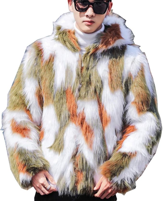 Amazon Zengtu ファーコート メンズ フェイク 毛皮コート ファーパーカー メンズ 男 暖かい 冬 裏毛 アウター フェイクファー ストリート系 ショート丈 大きいサイズ コート ジャケット 通販