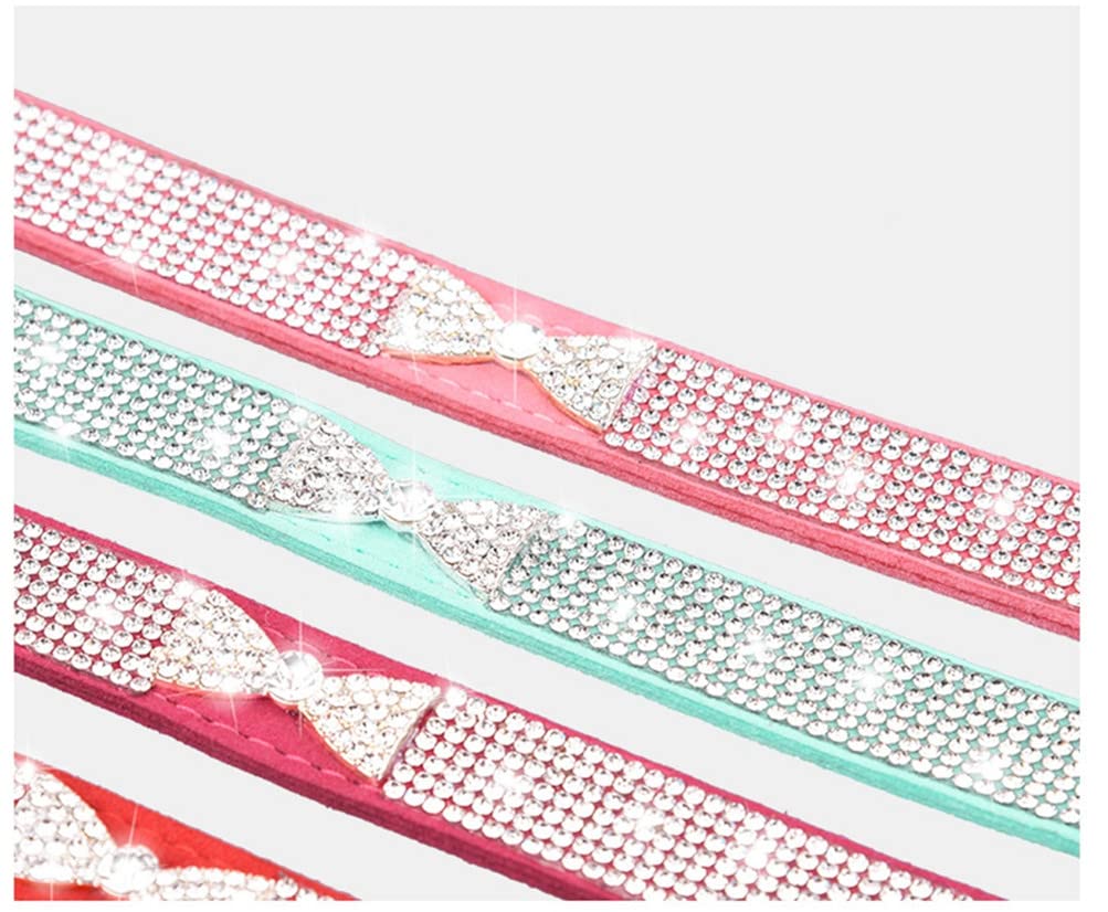 Small Dog Collar Puppy Cat Collars Diamond Bling Girl Rhinestone Cute Bowtie Female Boy Little Pet kitten Collar Fashion Hot Red XS - Image 3