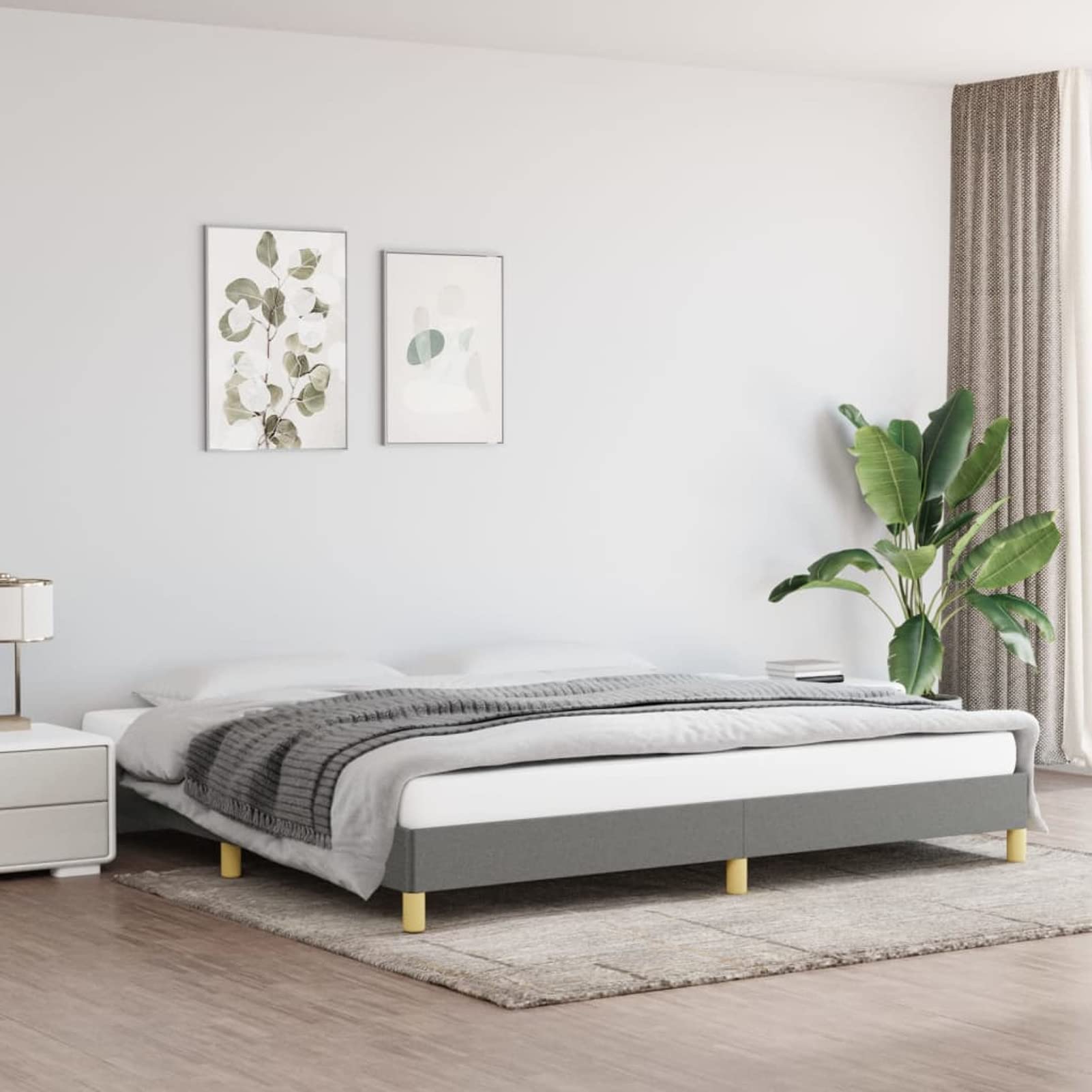 LAPOOH Struttura del letto, Doghe, Base letto, Letto Mobile, Telaio Del Letto, Letto completo, Letti Giovani, Tessuto Grigio Scuro 200x200 cm