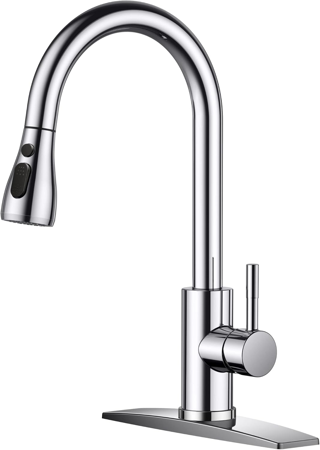 FORIOUS Kitchen Faucets with Pull Down Sprayer, Chrome, High Arc Single Handle Classic Stainless Steel Sink Faucet Pull Out for Farmhouse Camper Laundry Rv Bar