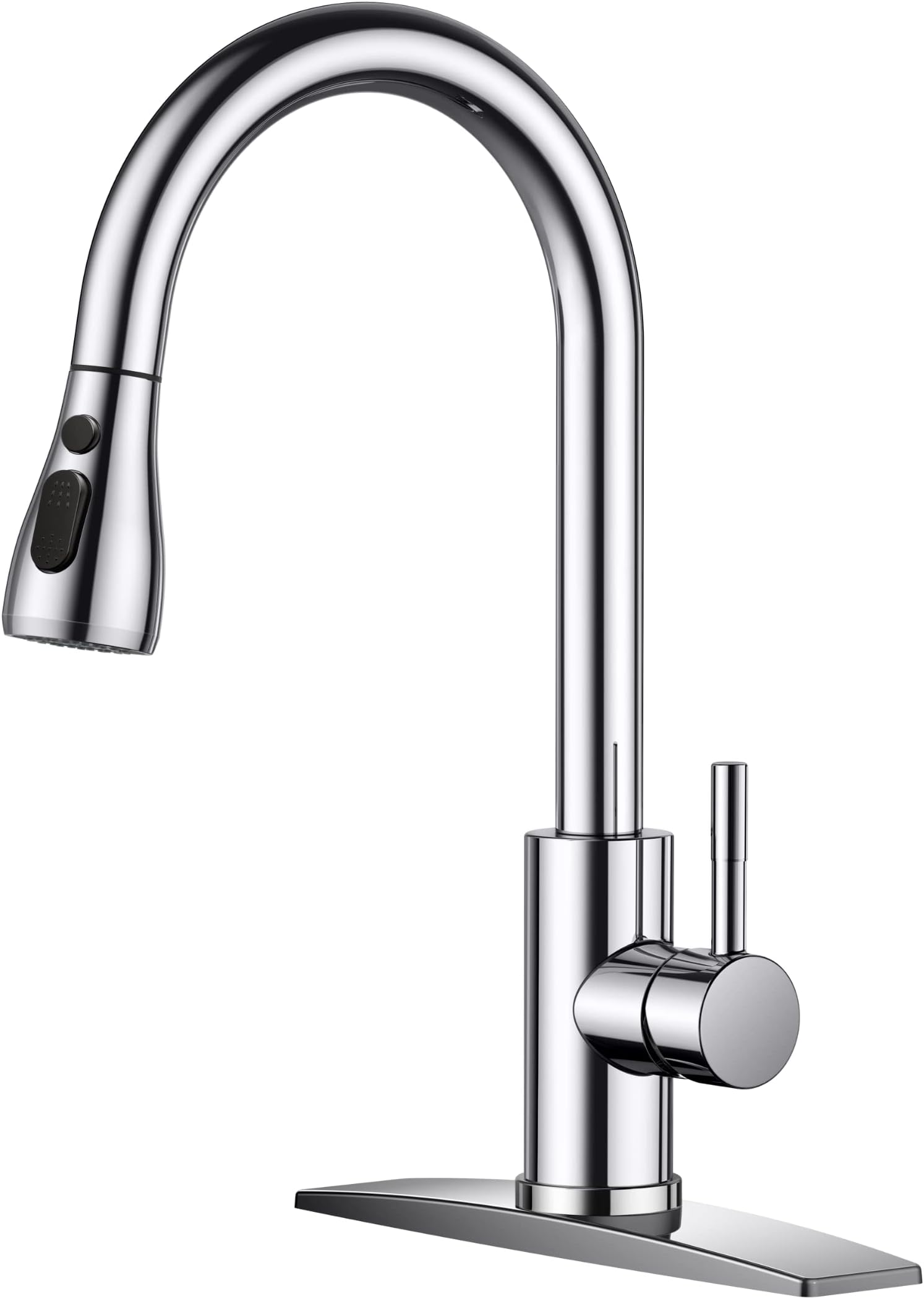 FORIOUS Kitchen Faucets with Pull Down Sprayer, Chrome, High Arc Single Handle Classic Stainless Steel Sink Faucet Pull Out for Farmhouse Camper Laundry Rv Bar