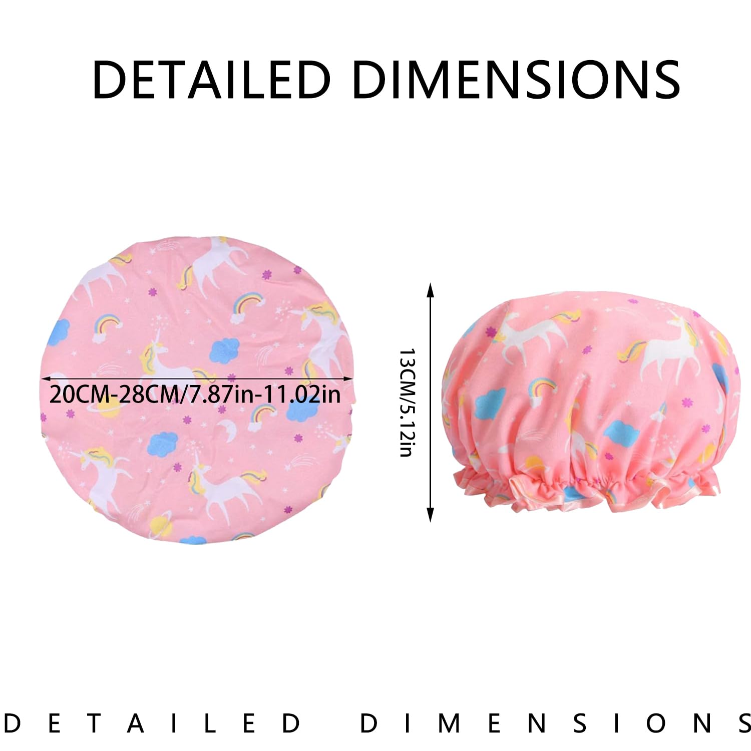 Lcvasvuz 2 Pcs Unicorn Shower Cap with Lace Elastic Band Waterproof Shower Cap for Kids and Women Ideal for Long Hair - Image 2