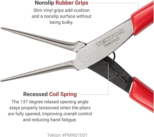 Miniatura 22 de TEKTON Juego de alicates pequeños, 6 piezas (punta de aguja, nariz larga, nariz plana, corte) PMN99906