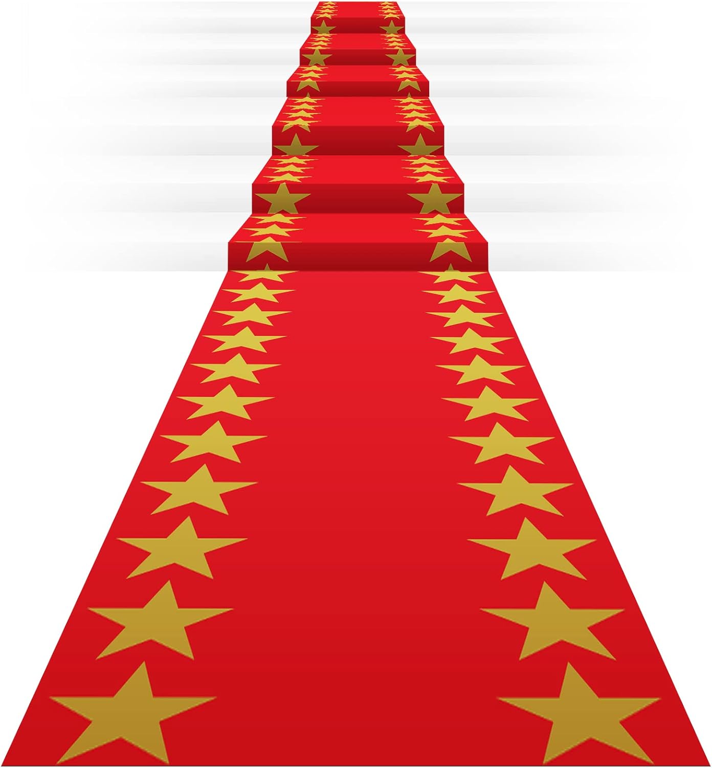 Woanger Plastic Red Carpet Runner for Party 30 ?m Thickness Gold Star Aisle Runner Event Rugs for Runway Floor Stage Stair Hallway Movie Theme Birthday Wedding Prom Decor(Classic, 3.3 x 50 Ft) 3'4" x 50' (Runner) Classic