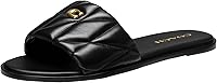 COACH Women's Holly Quilted Patchwork Leather Sandals - Comfortable Slip-On Flats with Rubber Outsole
