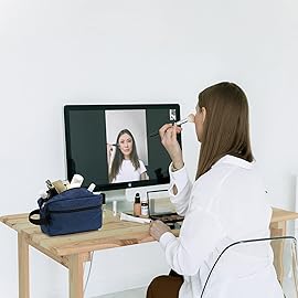 Travel Toiletry Bag for Women and Men, Water-resistant Shaving Bag for Toiletries Accessories, Foldable Storage Bags with Divider and Handle for Cosmetics Toiletries Brushes Tools (Blue)