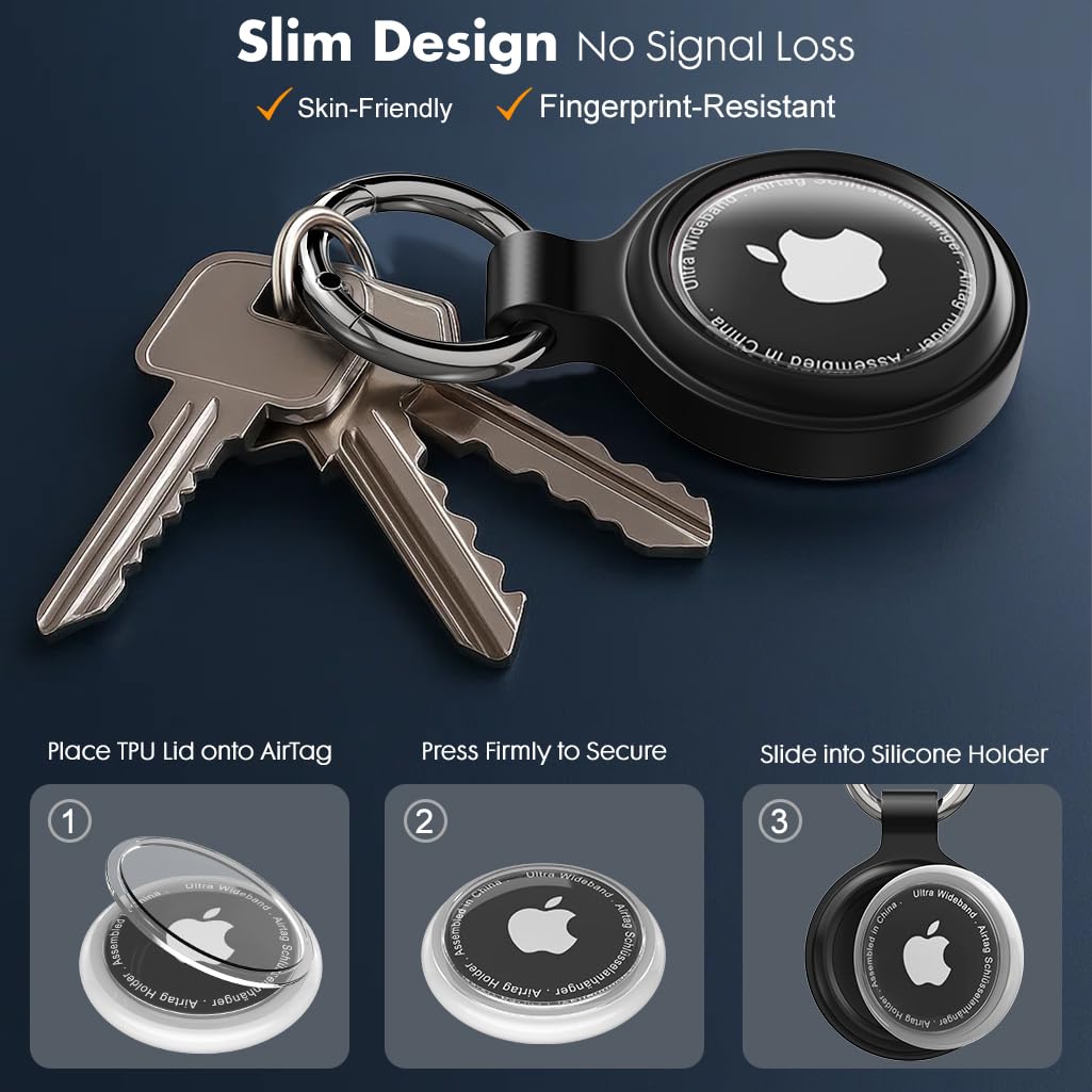 PESTON AirTag Holder Keyring – IP67 Waterproof Case for Apple AirTag, Anti-Lost, Scratch-Resistant - Air Tag Holder for Keys, Pets, Luggage — view 3