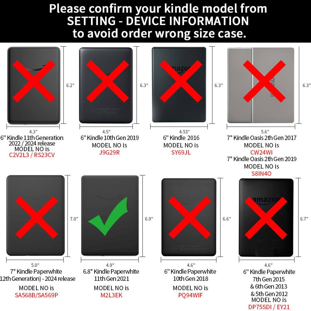 Funda protectora desmontable para Kindle Paperwhite de 6.8 pulgadas (11ª generación-versión 2021), carcasa trasera transparente ultra transparente, función de encendido y apagado automático, color — view 2