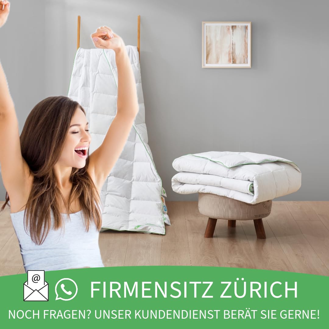 Welldora Komfort Bettdecke 135x200 Sommer 100% Extraweiche Federn & Daunen Oeko-Tex Allergiker Tierwohl Daunendecke