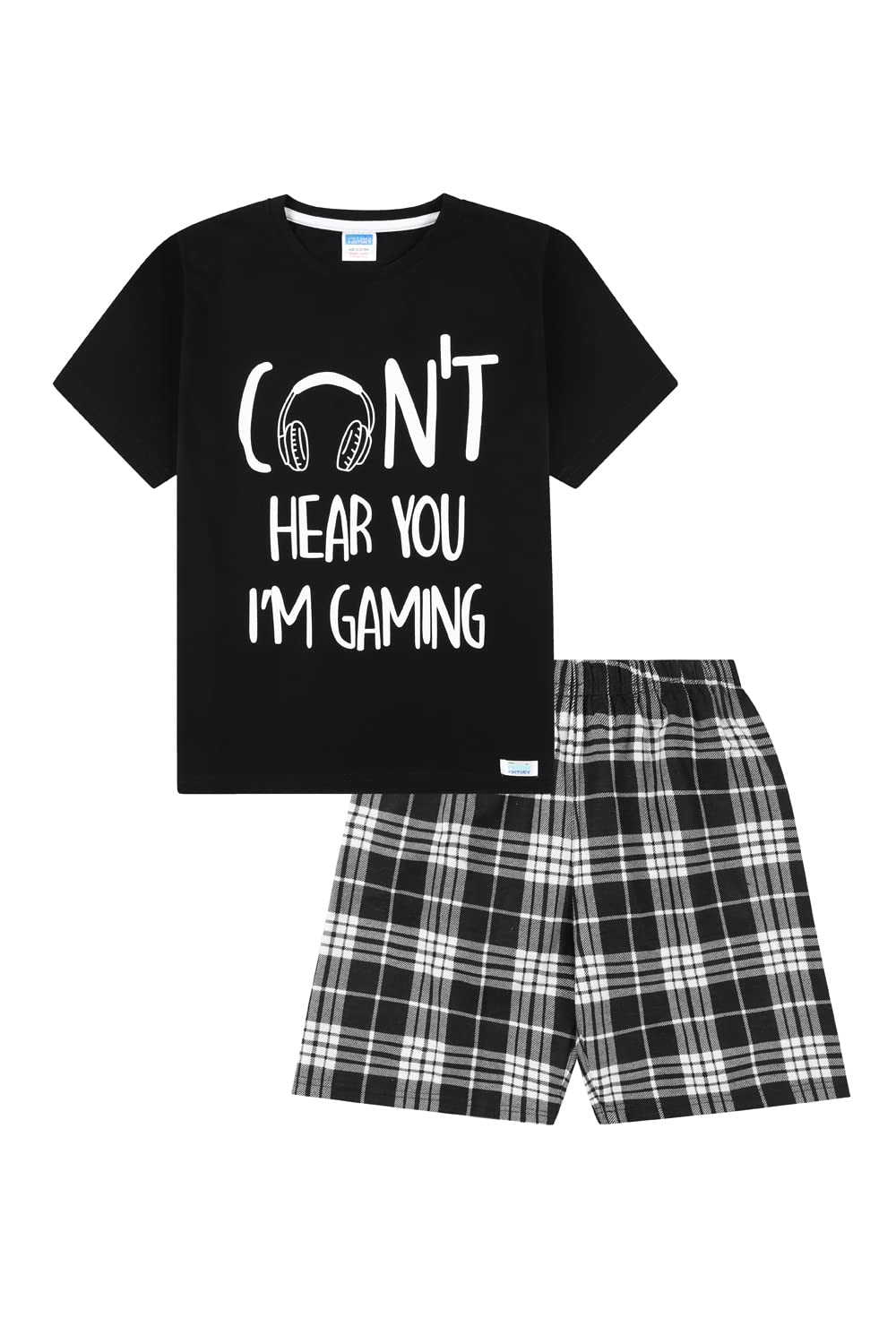 ThePyjamaFactoryBoys I Can't Hear You I'm Gaming Woven Short Cotton Pyjamas