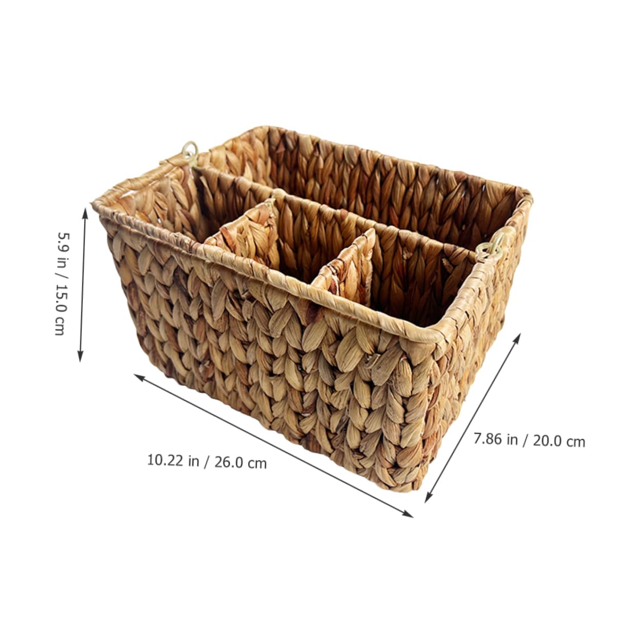 Cesta Tejida de Fibra Natural para Cubiertos con Compartimentos, Organizador Decorativo y Delicado para Cocina y Baño, Soporte Multifunción de Hierro