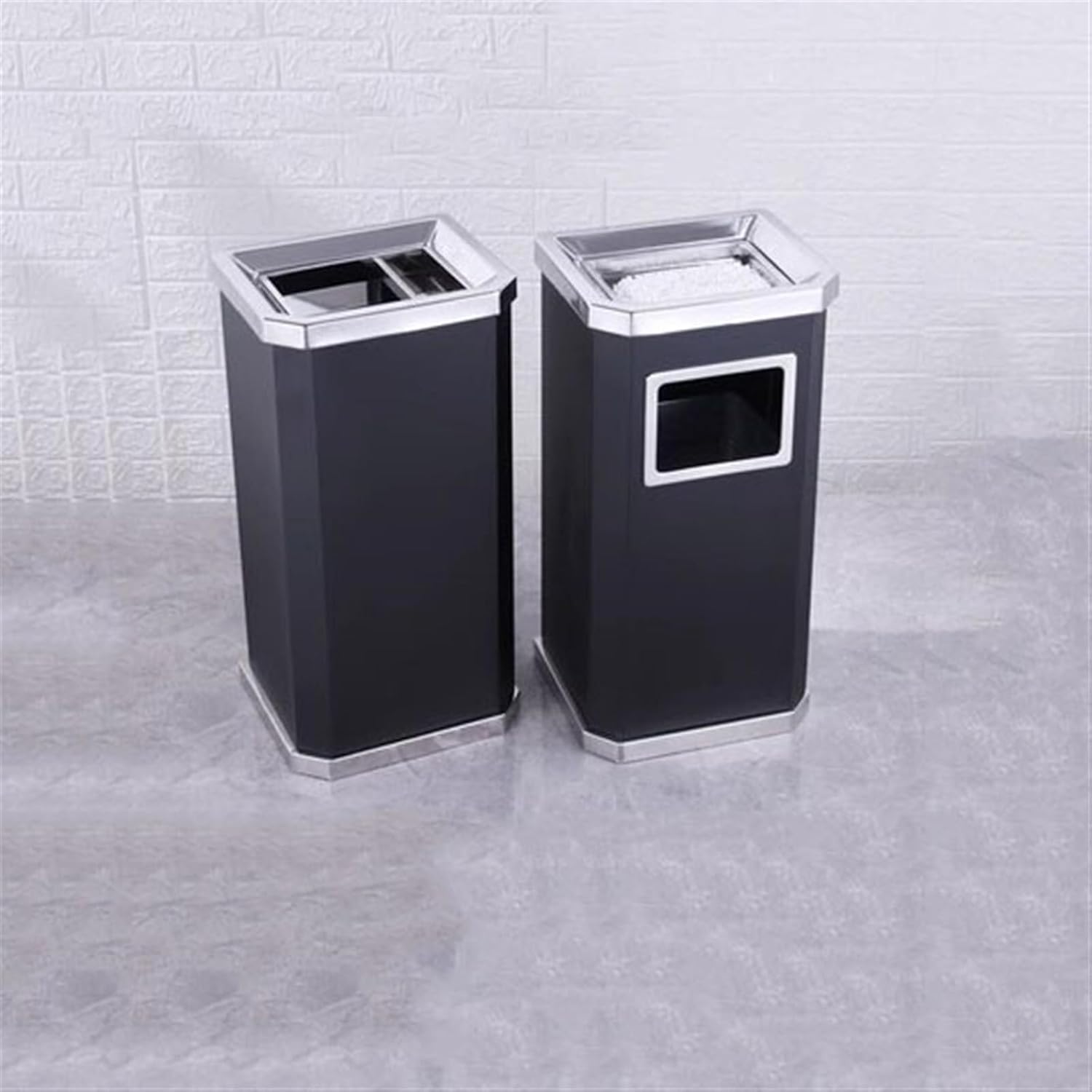 Stainless Steel Vertical Ashtray Trash Can, Large Commercial Outdoor Garbage Bin for Hotel, KTV Lobby, Elevator Entrance – Weather-Resistant, 28.5x36.5x65 cm(Gold-A)