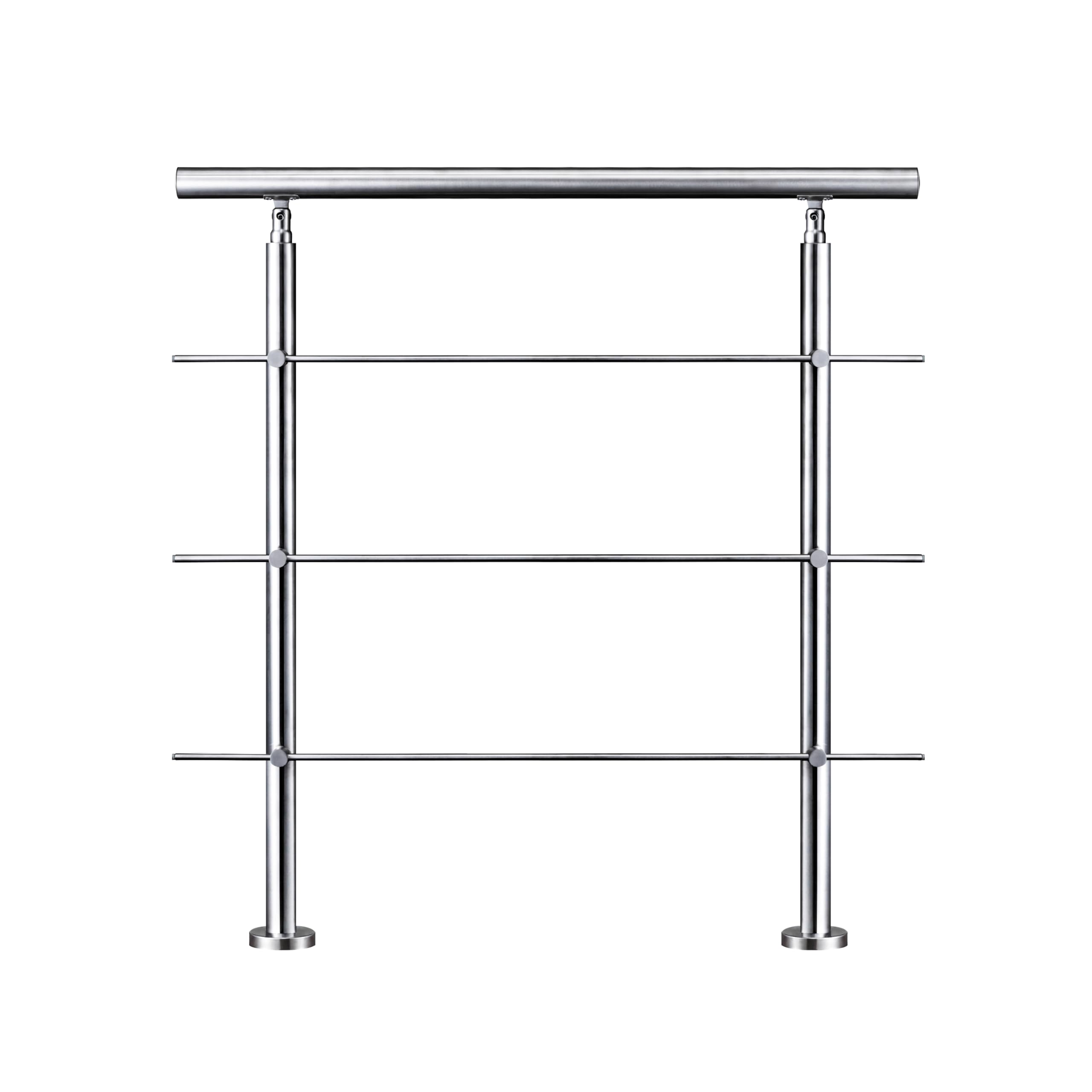 AICA Barandilla de escalera de acero inoxidable - pasamanos de escalera para interior y exterior escaleras, parapeto, balcón (100 cm 3 barras transversales ）