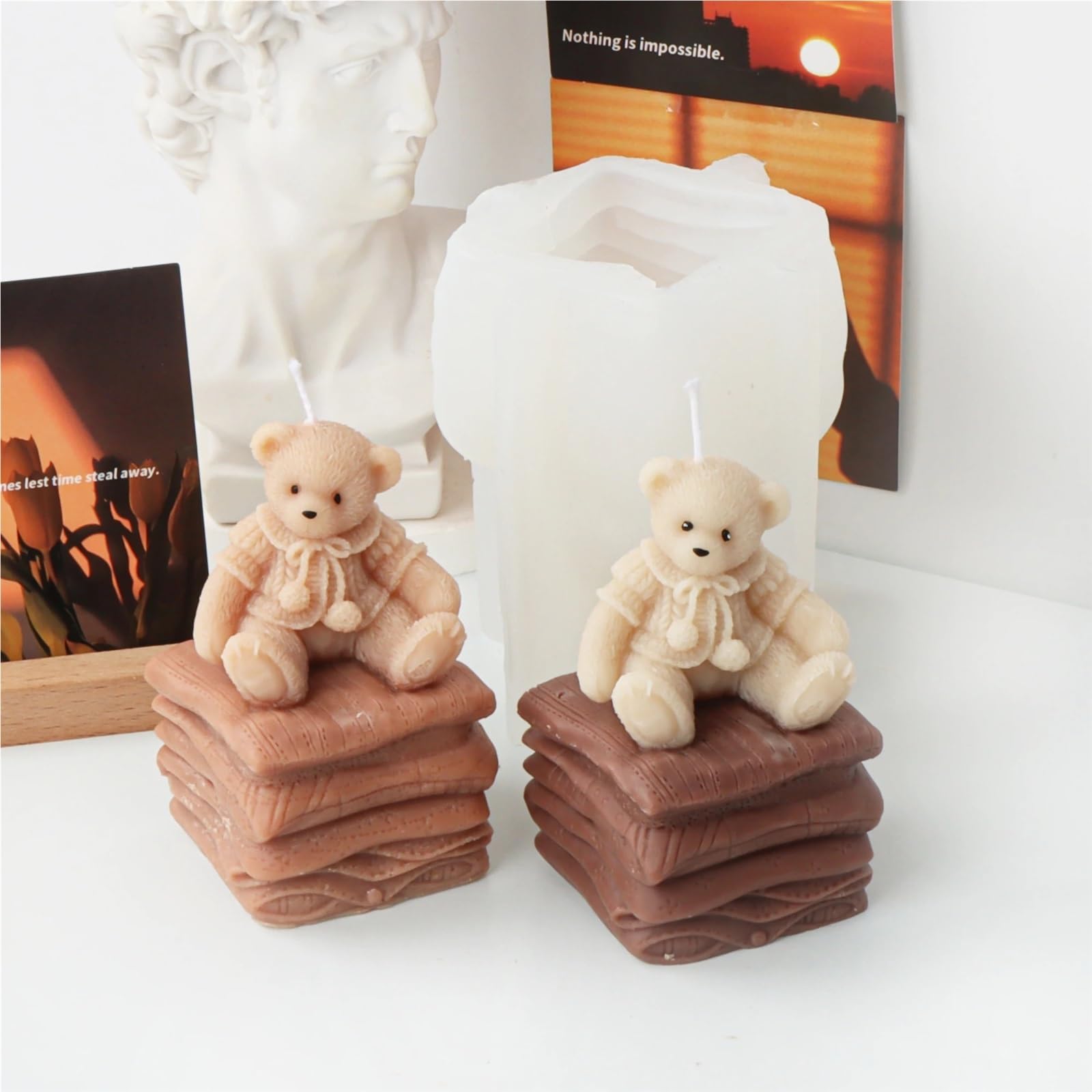 Stampo for candele in silicone fai da te a forma di orsetto, sapone in resina, gesso, profumate a animale, strumento for la creazione stampi, decorazioni for casa(Style-02)