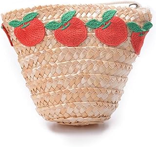 Mini borse di paglia ricamate con frutta Borse Summer Beach Weave Borse a tracolla casual da donna per ragazze 16x8x12cm