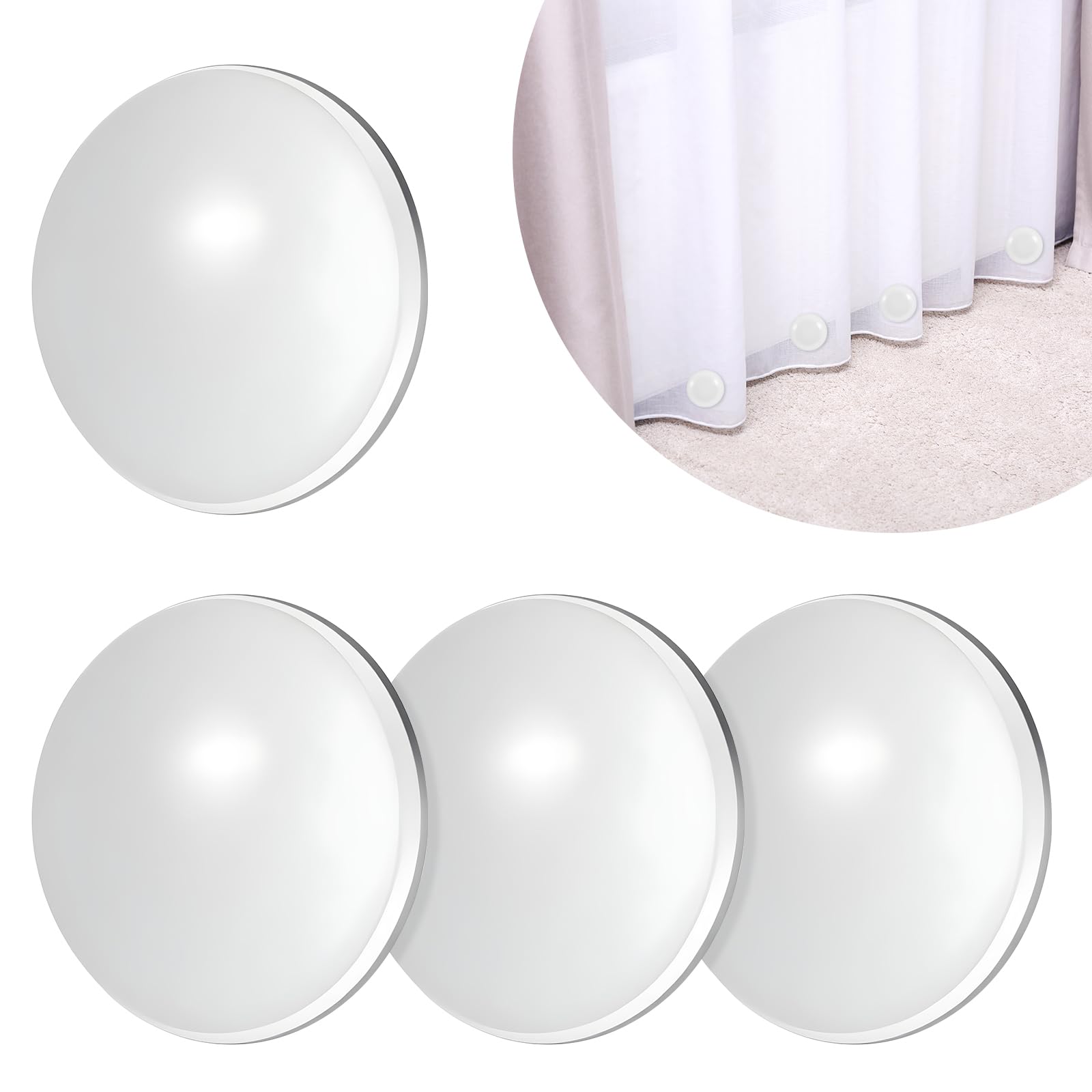 ElevateTech 4Pcs Magnetic Shower Curtain Weights, White Magnets Clips Closer Outdoor Curtain Weights Waterproof Anti Slip Design No Sew Suitable Tablecloth Curtain Padding