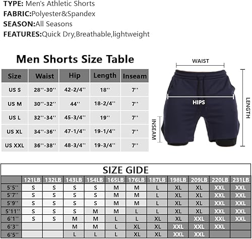 Miniatura 7 de JWJ Men's Running Athletic Workout Sports Mens 2 in 1 Shorts Breathable Gym Short for Men with Pocket