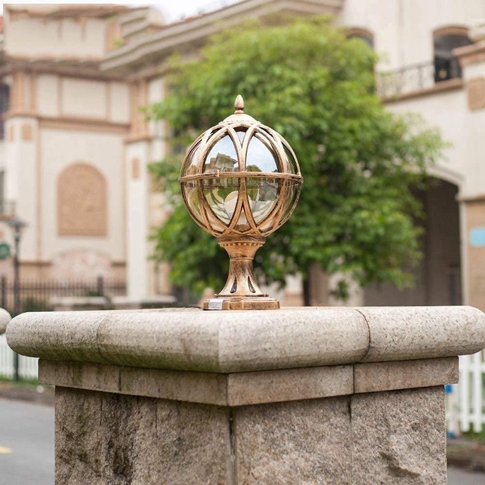 Exterior Rainproof Pillar Light Traditional Victoria Landscape Waterproof Outdoor Pillar Light Column Lamp Aluminum Glass Globe Post Lanterns Patio Villa Garden Balcony Gate Street Lighting