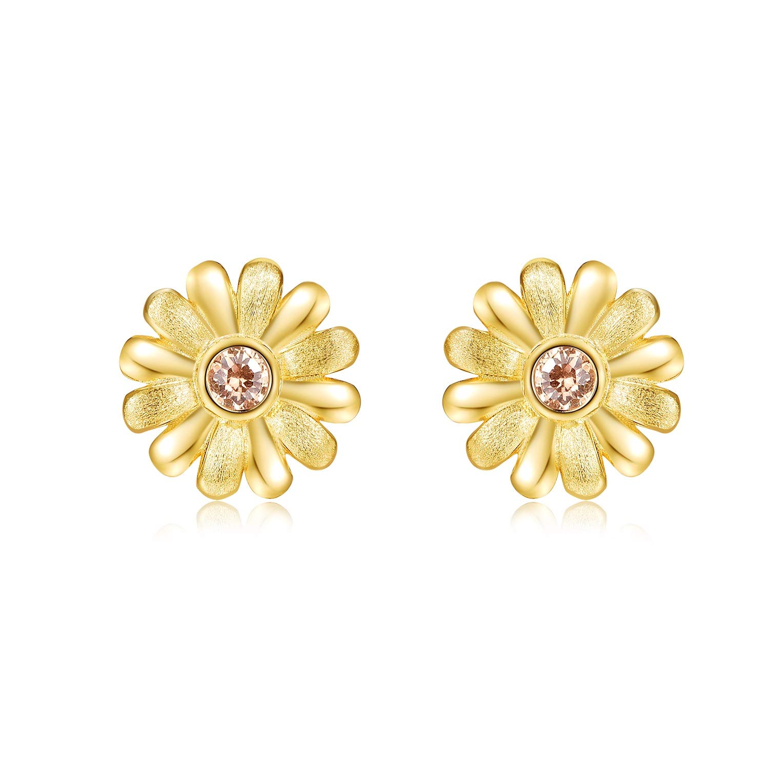 Pendientes de margarita de plata de ley 925 con diseño de margaritas