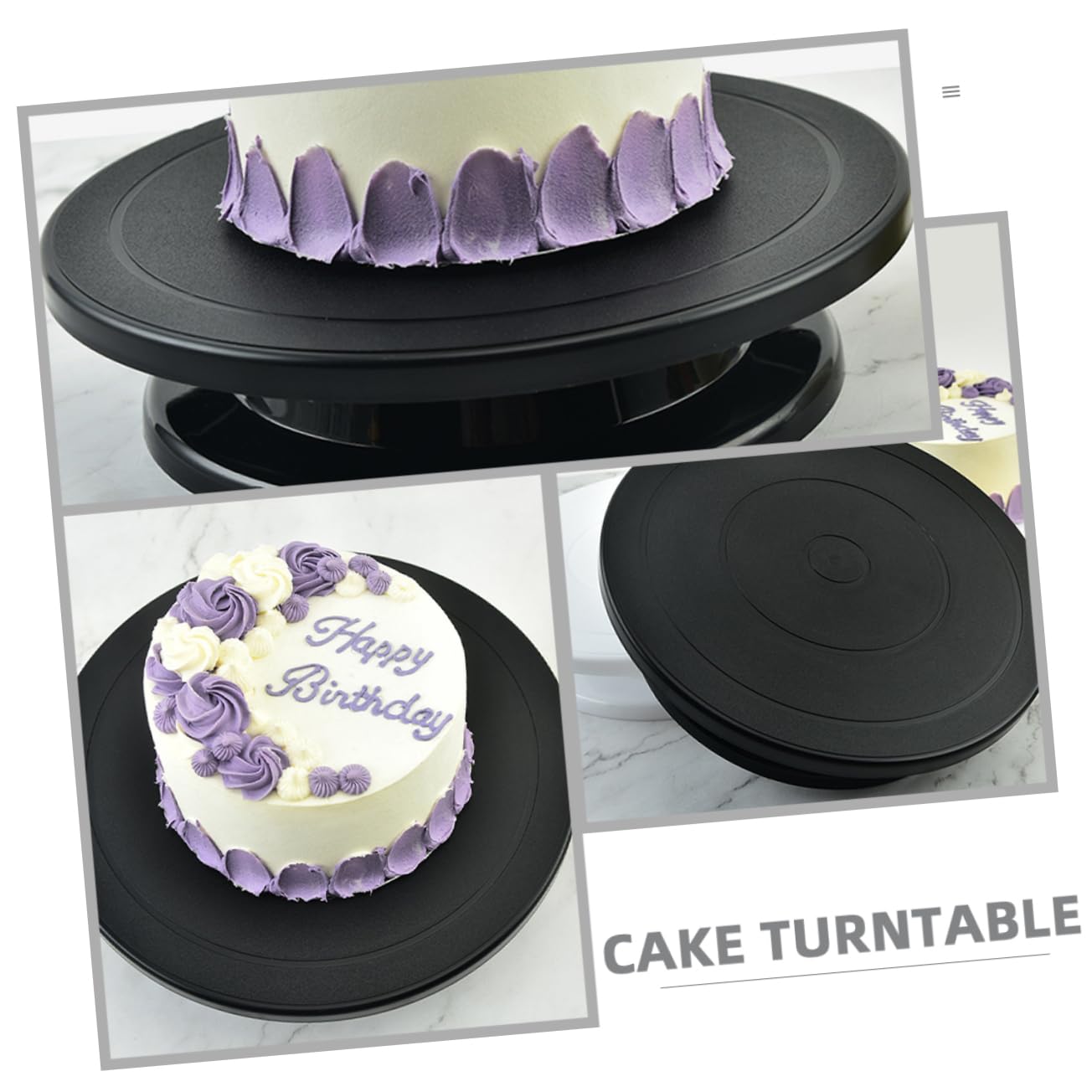 PRETYZOOM Piatto Girevole per Torte Nero in Pp, per Decorazione e Supporto