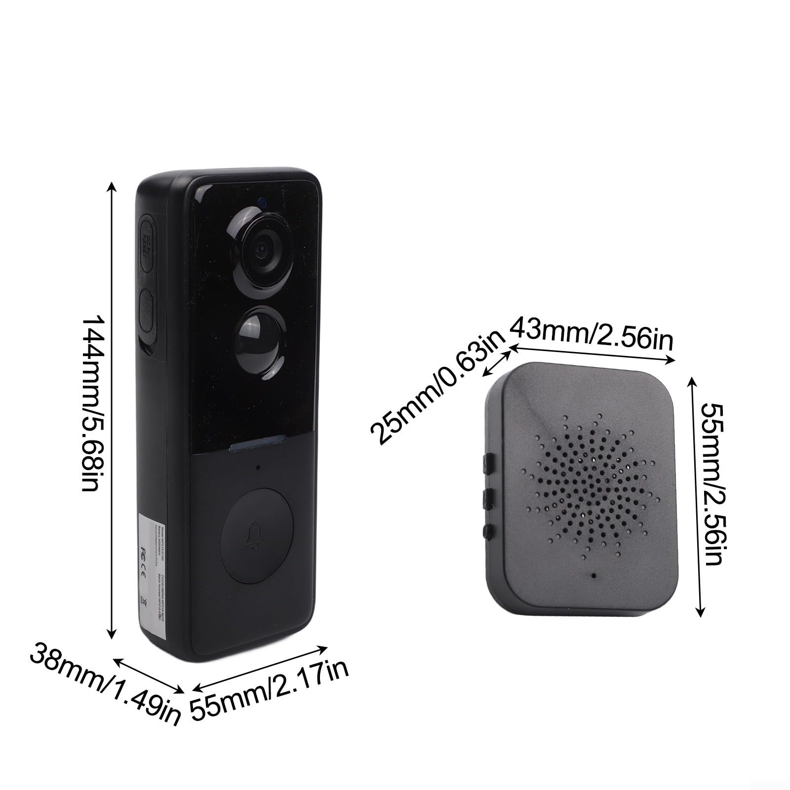Lot de 1 sonnette sans fil pour Tuya avec coque solaire 1080p Interphone vidéo Détection de mouvement pour vision nocturne IP65 Étanche Plastique Noir transparent pour sécurité extérieure