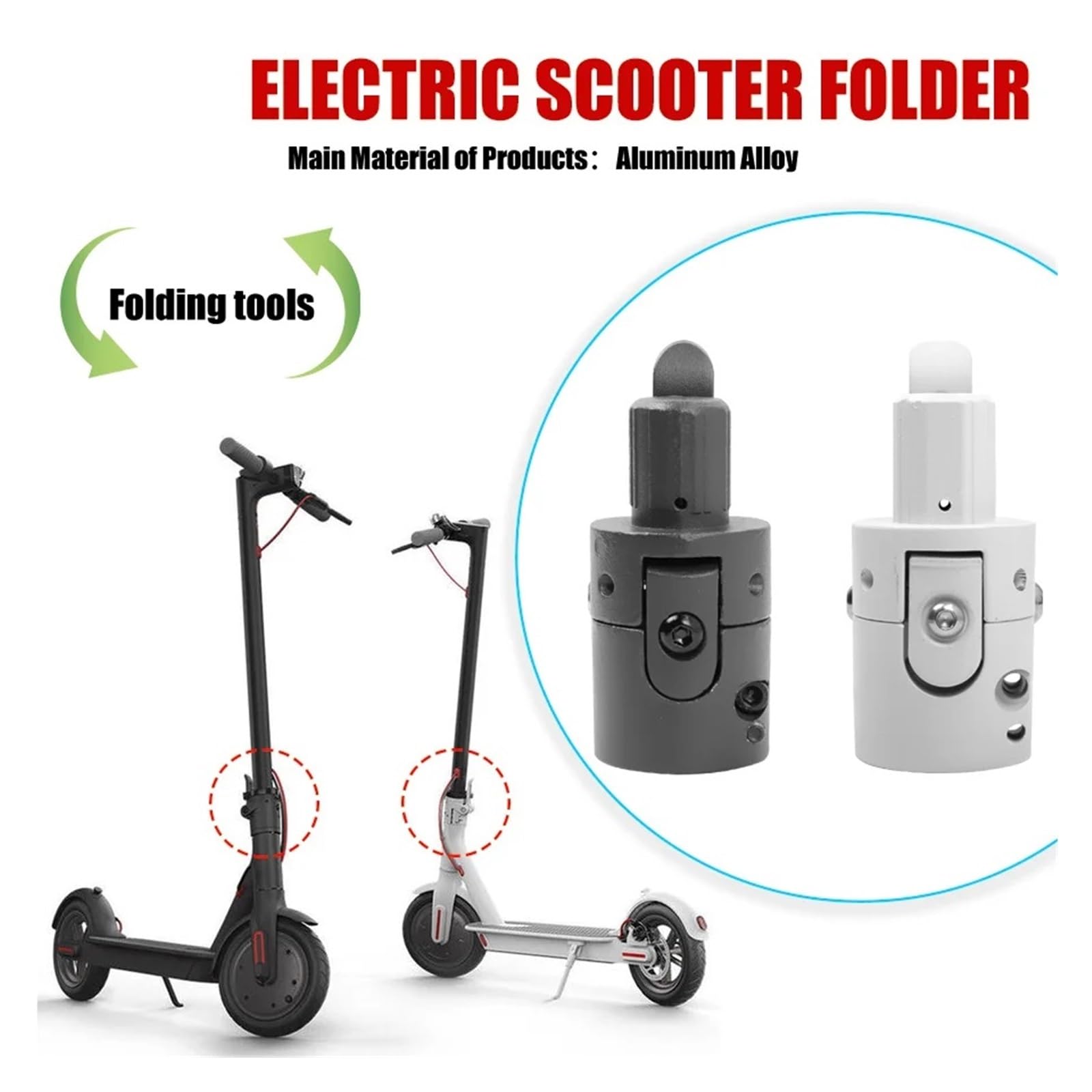 Base for palo Pieghevole Base for palo Pieghevole di Ricambio in Metallo Solido Compatibile con Gli Accessori for Viti dello Scooter Elettrico Xiaomi M365(Black)