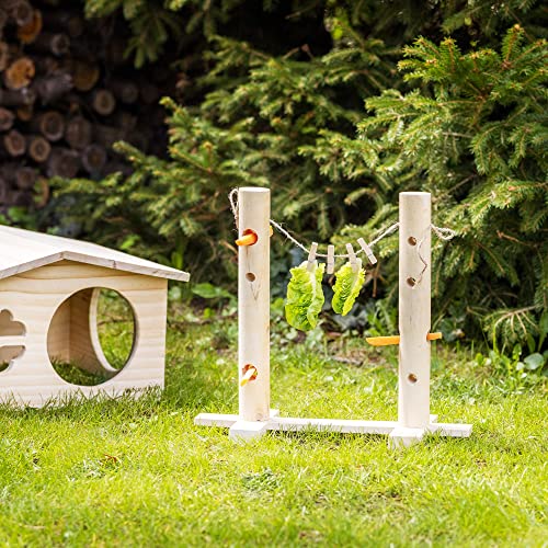 Navaris Kaninchen Futterstation - Futterspender für Hasen Hamster Meerschweinchen - Futterautomat - Futterbaum aus Holz - Futterraufe für Nager