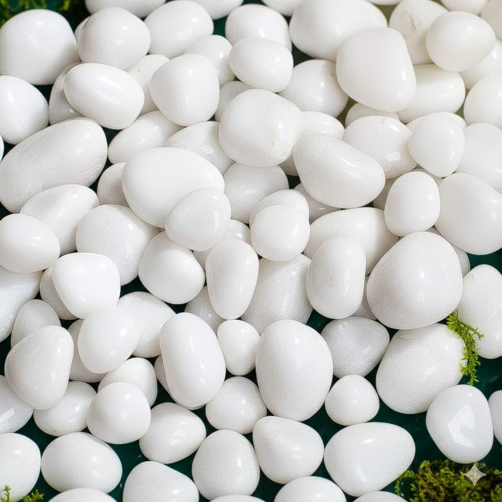 Natural White Pebbles, Smooth Polished Decorative Stones for Planters & Pots, Garden Decor with Natural Shine, Multipurpose Use-picture-24