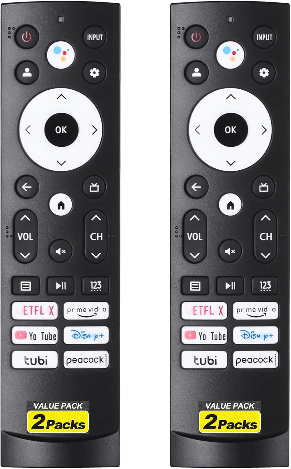 2 Packs Replacement Remote Control Compatible with Hisense Google Smart TV