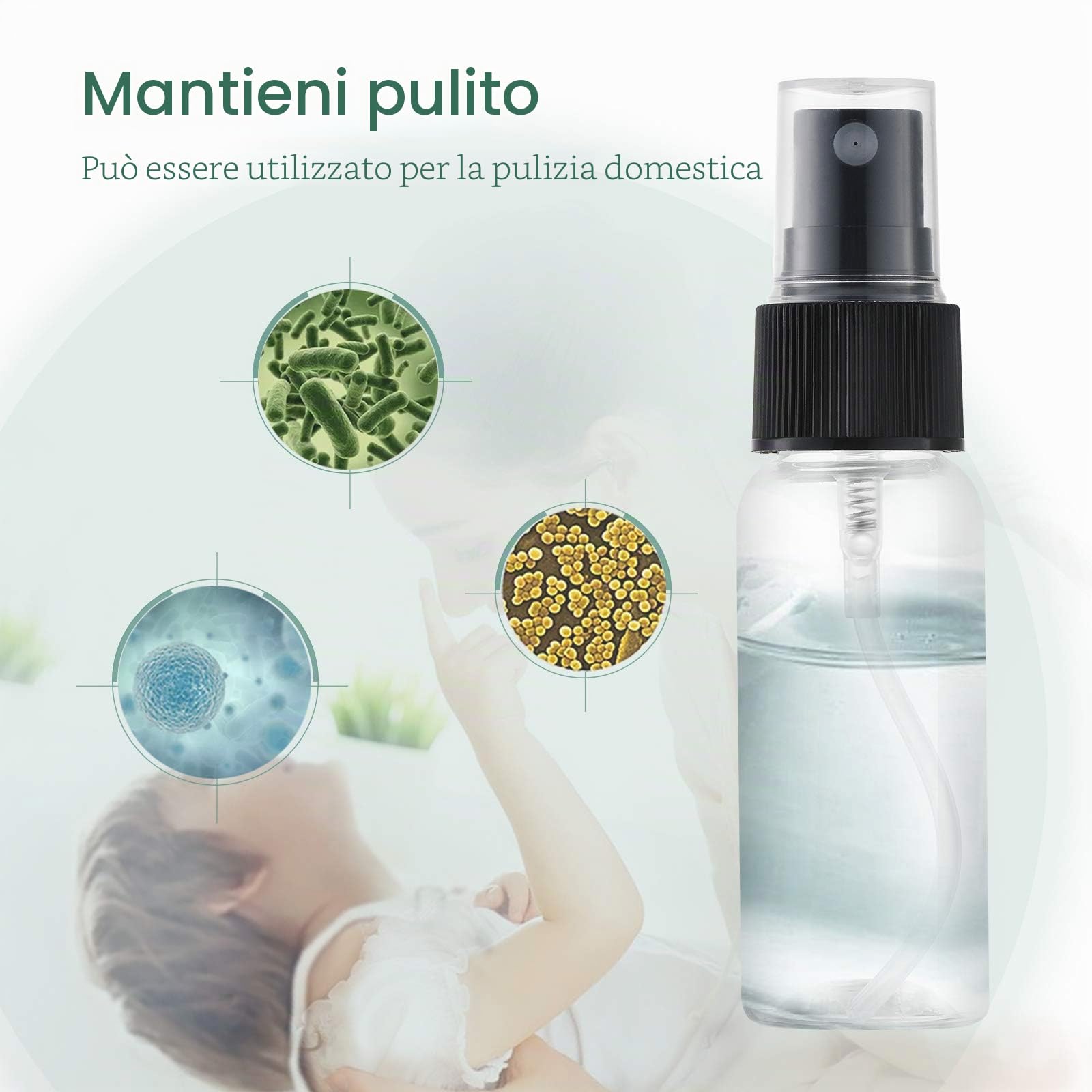 Toureal 30ML Flacone Spray Vuoto da Viaggio (12 Pezz) Plastica Bottiglia Atomizzatore, Boccette Contenitori per Liquidi (Trasparente)