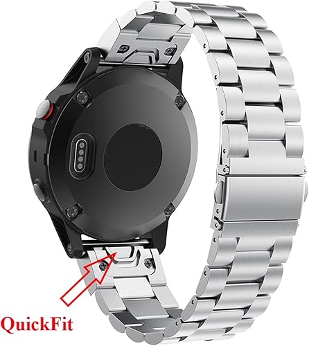 Miniatura 3 de BANDKIT Correa de reloj de acero inoxidable de liberación rápida de 26 0.866 in para Garmin Fenix 7 7X Watch EasyFit Correa de muñeca