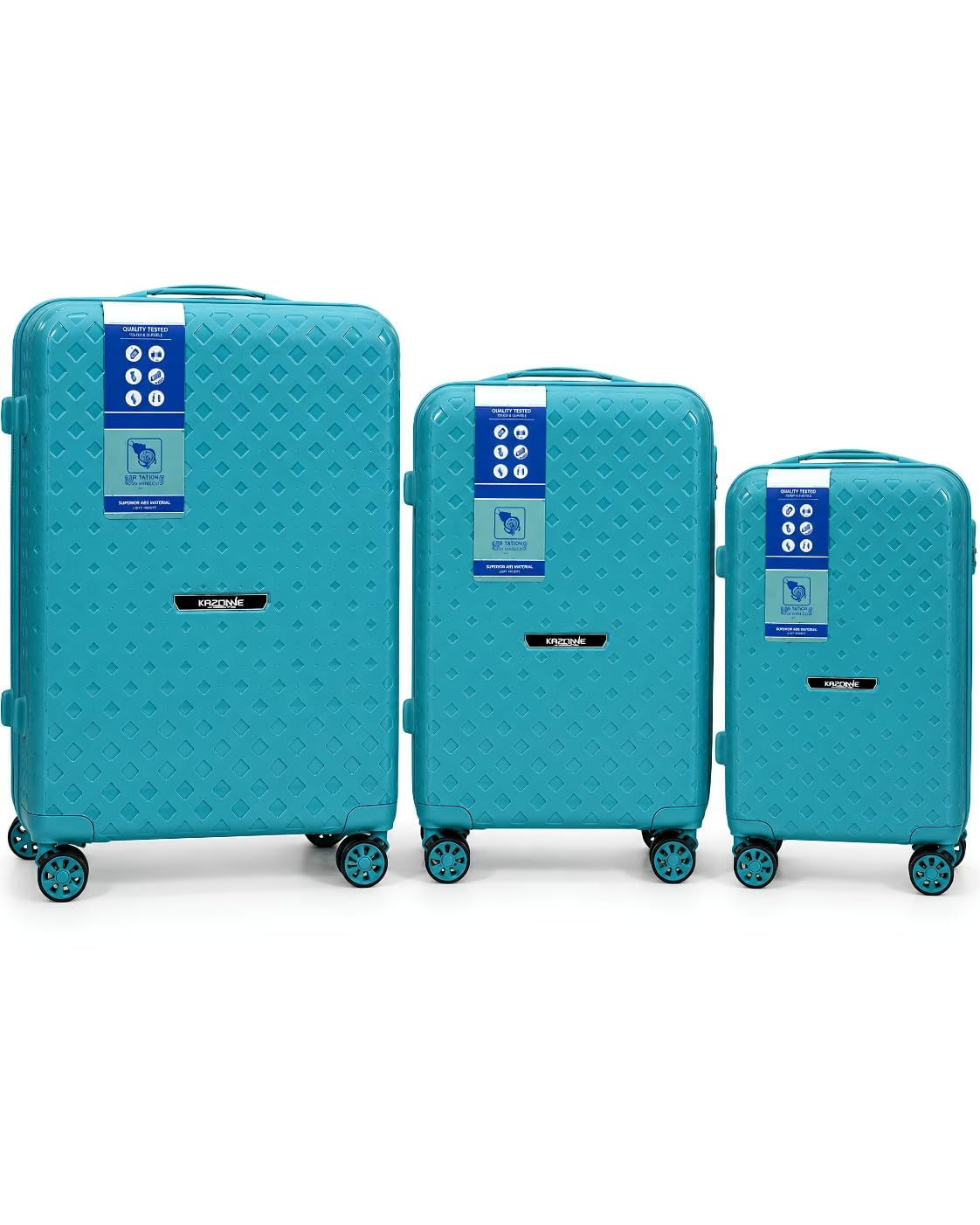 trolley bags set of 3 polypropylene hard shell, 360° spinner wheel suitcase set, large medium cabin luggage, lightweight travel bags, circular line design
