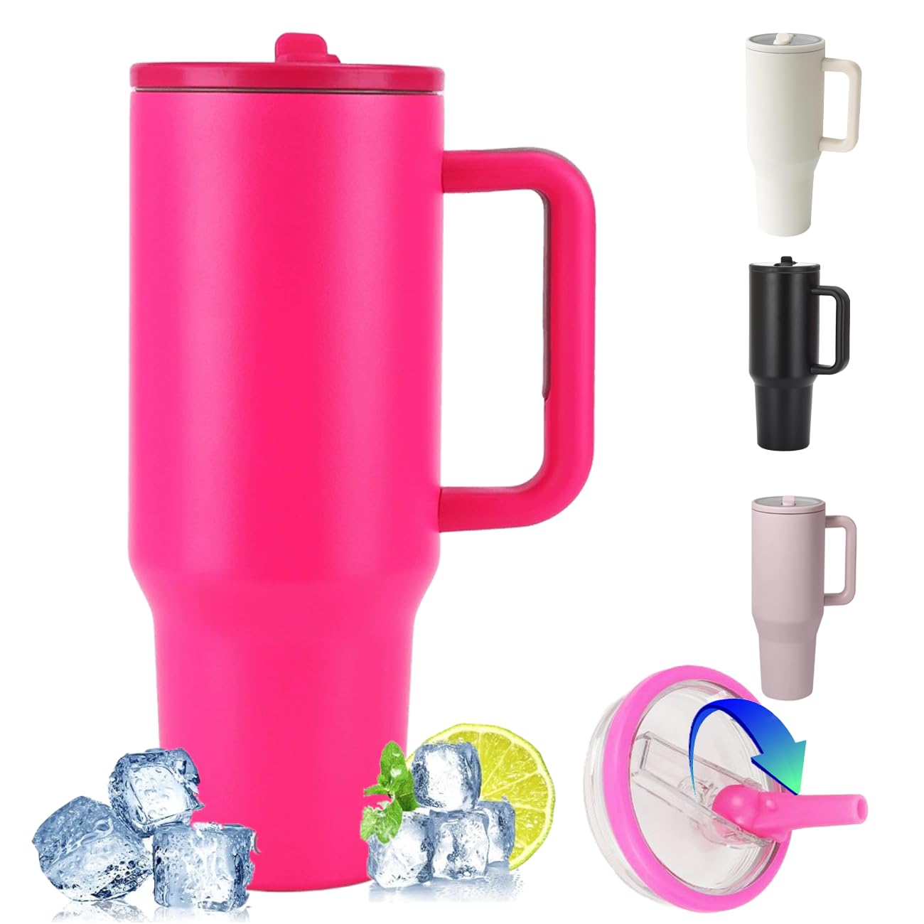 ZHUIYIWIN Tumbler with Folding Straw and Handle