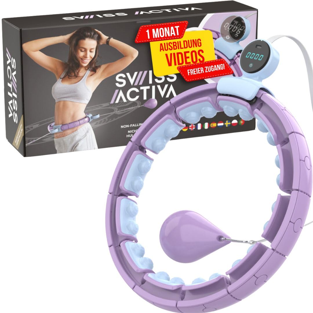 Swiss Activa+ S6+ Infinity Hoop, Premium Smart Weighted Hula Hoop with Counter, 23"-44" - S6+ Smart Hula Hoop Fit - Exercise Equipment - Training Equipment, Hula Hoops for Adults Weight Loss