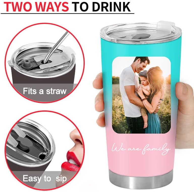 Miniatura 4 de Vaso de café personalizado con texto fotográfico, imágenes personalizadas, vasos de café de 20 onzas, taza de viaje personalizada de acero