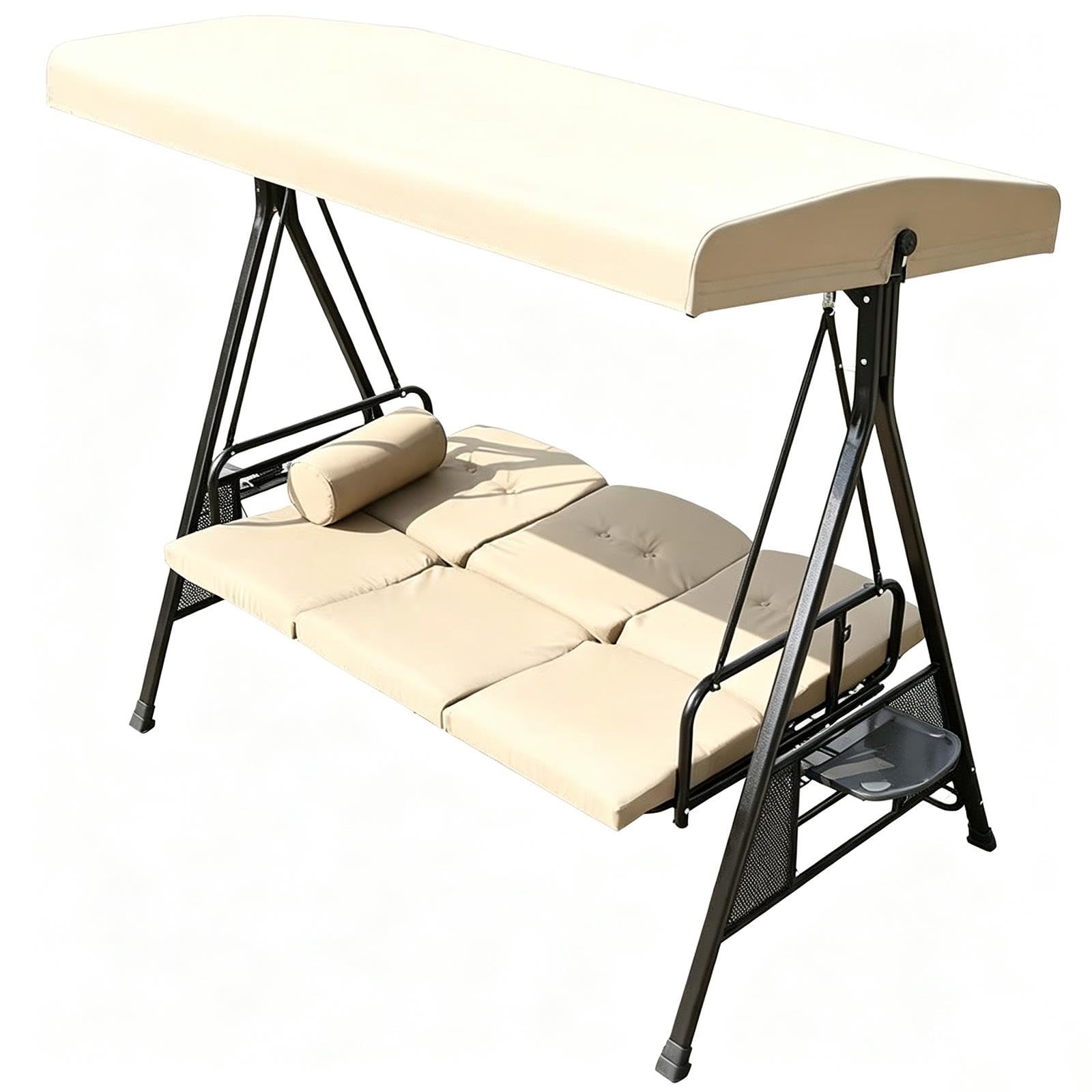 Tettuccio di ricambio impermeabile per dondolo 3 posti da giardino | Tessuto poliestere 600D, resistente allo strappo, per prato e terrazzo, facile pulizia(Khaki,75.59*48.82*8.27*6.30in)