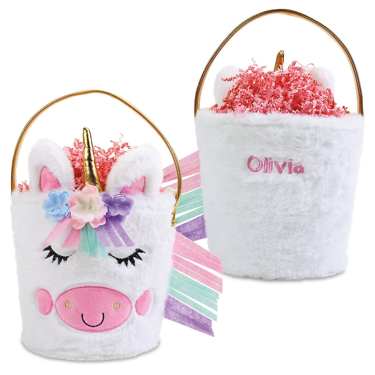 Lillian Vernon Personalized Plush Unicorn Bunny Easter Basket Tote - 13
