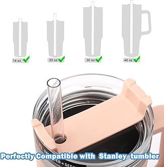 AIERSA 6 Pack Replacement Straws Compatible Stanley 40/30oz Tumbler,Reusable Plastic Clear Straw,12Inch Tall Long Drinking Straws with Cleaning Brush for Stanley Cup Accessories