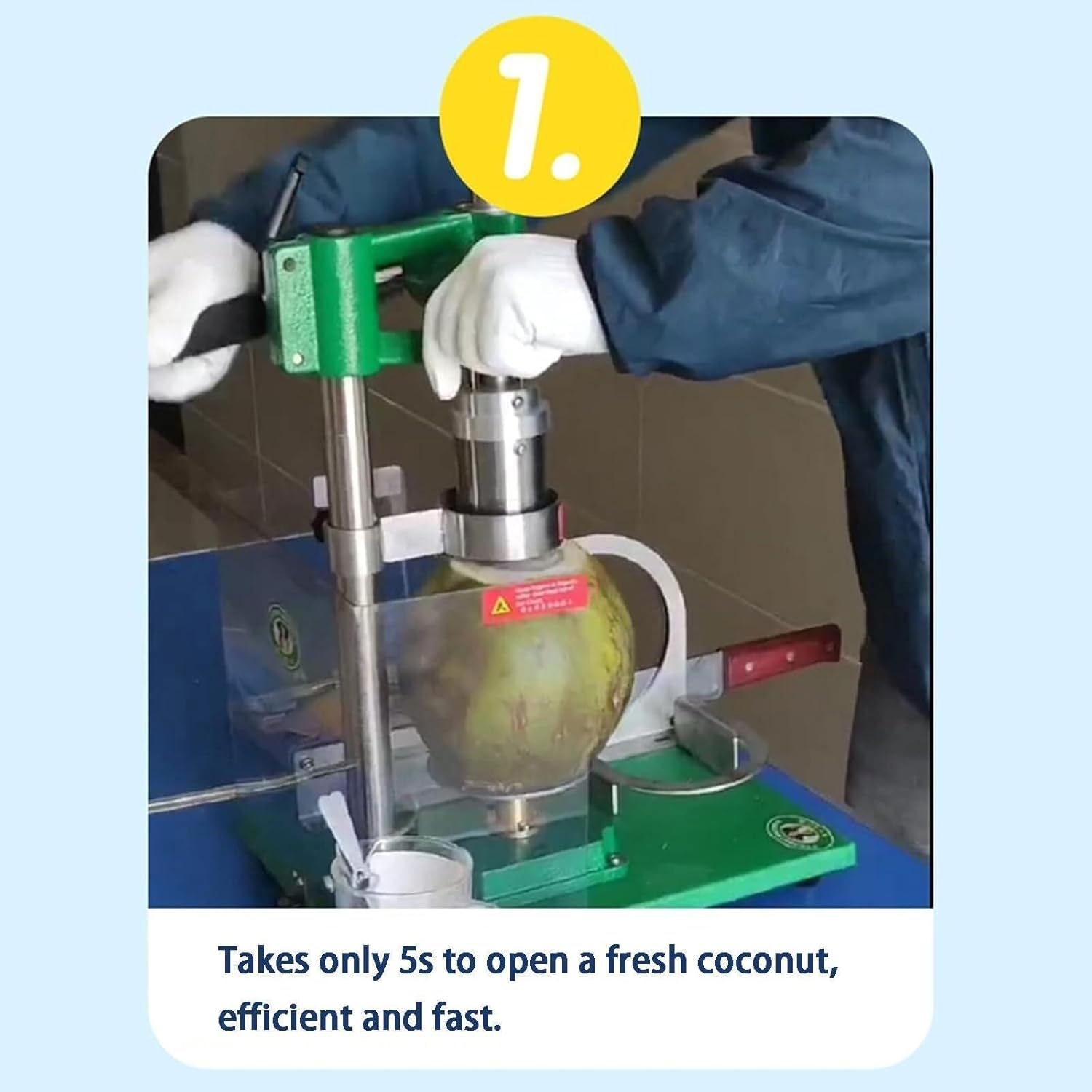 Coconut Opener Kit - Efficient Young Coconut Peeler with 3 Handles, Fast Vertical Opening Tool, Easy to Clean, Ideal for Hotels & Restaurants, Perfect for Fresh Coconut Lovers
