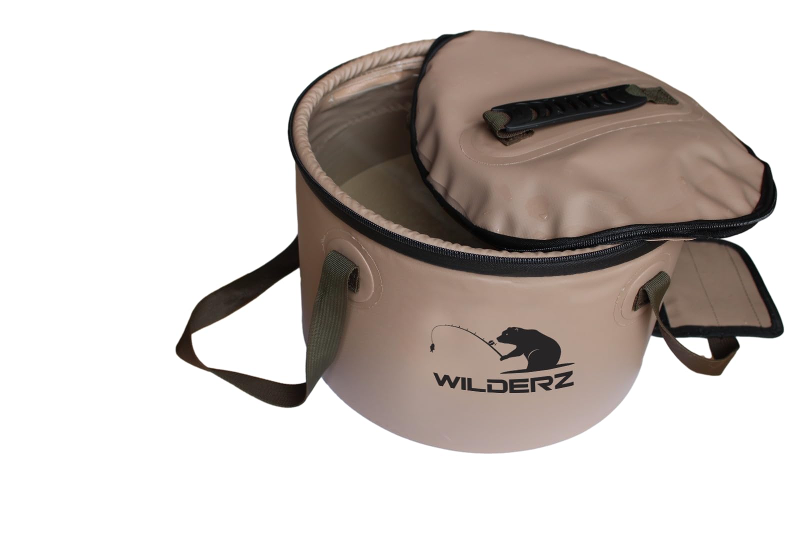 CAMPERZ Foldable Bucket, Folding Bowl for Fishing Gardening, Folding Bucket, Water Bucket, Fishing Bucket with Lid and Zip (Brown) - Image 4