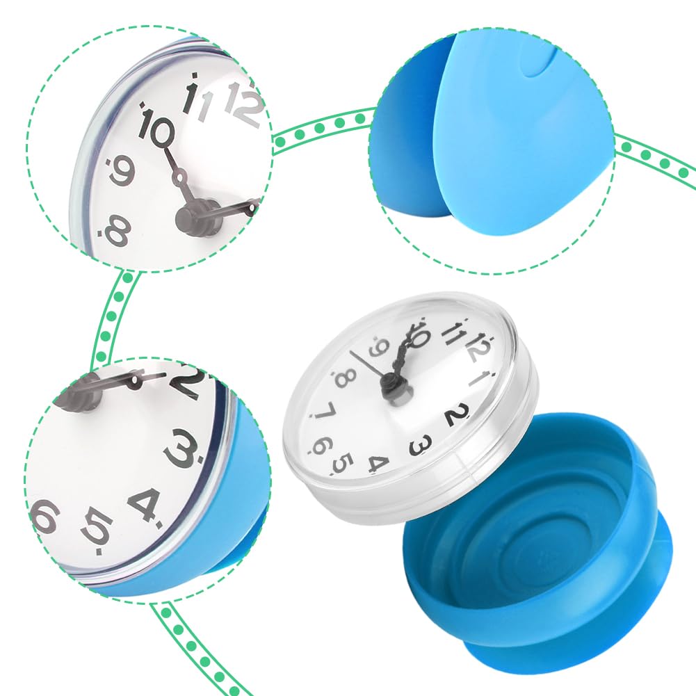 Joyzan Reloj de Ducha Baño, Reloj Pared con Ventosa Succión Pequeño Relojes Fijado ABS Mini Redondo Bano Impermeable Barrido Silencioso Resistente Espejo Cocina Agua Accesorios Decoración Temporizador