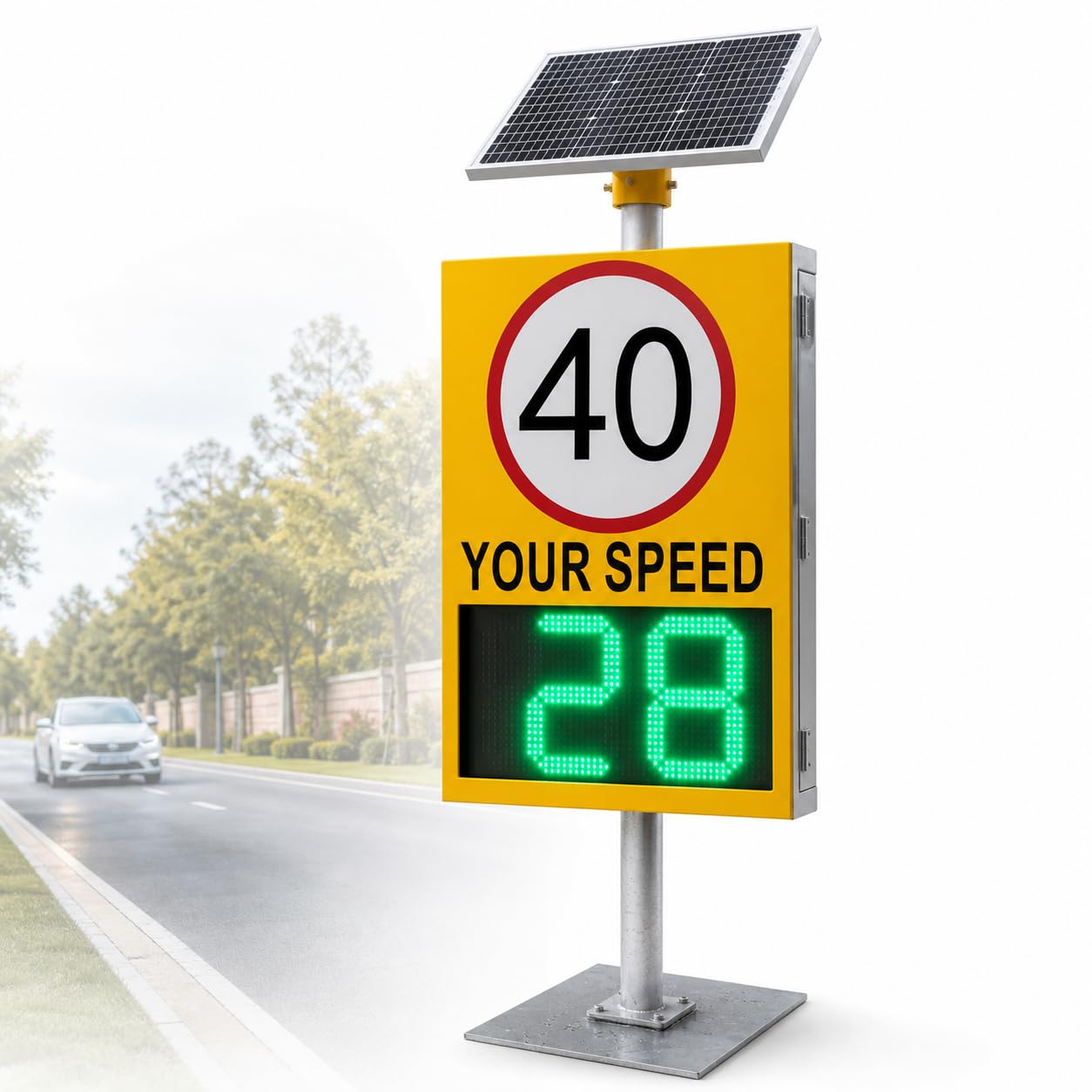 TsoLay 24"x35" Radar Speed Sign, Solar-Traffic Feedback Warning Board with Accessories, Radar Speed Display Sign for Highways, Speed-Limited Roads