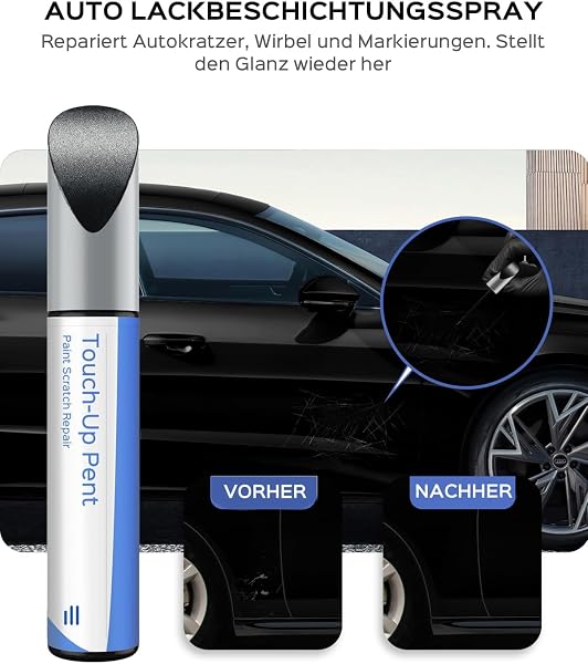 LY9T/0E Mythos Schwarz Metallic Penna per ritocchi alla carrozzeria – Esatta corrispondenza per Audi A3/A4L/A5/Q2L/Q3/Q5/Q5L – Ritocco di graffi e scheggiature - 2